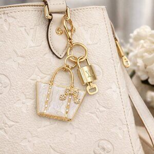 Authentic Louis Vuitton Gold Padlock & Key with Unbranded Bag Keychain